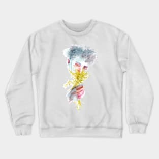 Abstract Male Watercolor Portrait with Wildflowers Bouquet Crewneck Sweatshirt